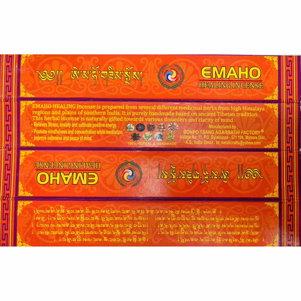 Encens EMAHO guérison, herbes himalayennes, tradition tibétaine, méditation, paix mentale