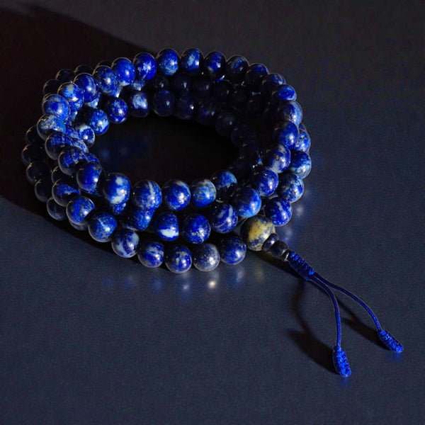 Chapelet bouddhiste en lapis-lazuli bleu pour méditation et pratique spirituelle