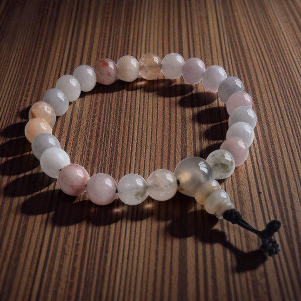 Bracelet de méditation en pierres naturelles pastel, perles bouddhistes pour la pratique spirituelle