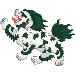 Lion blanc et vert de la culture tibétaine, symbole bouddhiste