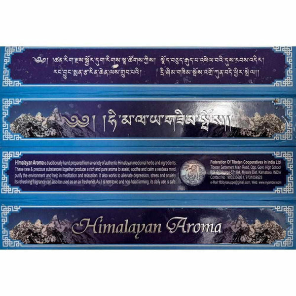 Encens Himalayan Aroma avec écritures tibétaines, herbes médicinales de l'Himalaya pour méditation et relaxation