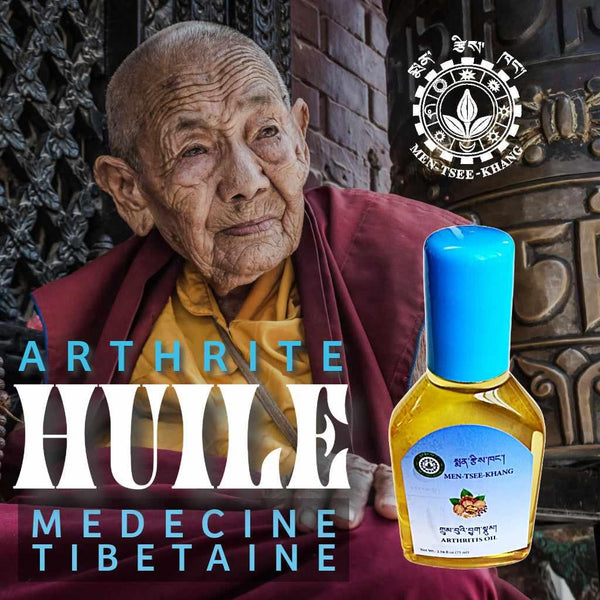 Huile pour arthrite, médecine tibétaine Men-Tsee-Khang, produit naturel de la tradition bouddhiste
