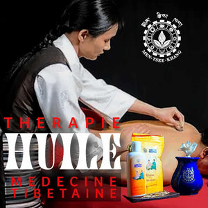Thérapie huile médecine tibétaine avec praticienne et produits naturels traditionnels