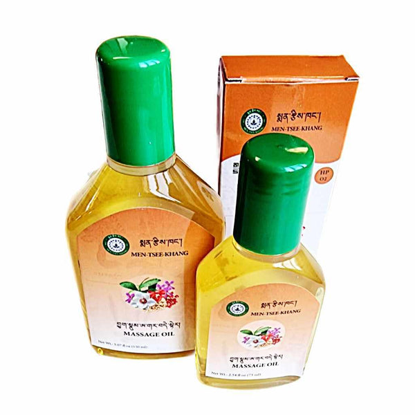 Huile de massage tibétaine Men-Tsee-Khang, produits naturels de médecine tibétaine, flacons avec étiquettes bilingues