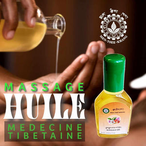 Huile de massage médecine tibétaine Men-Tsee-Khang, produit naturel pour bien-être et relaxation
