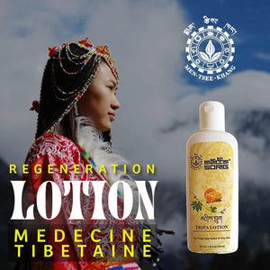 Lotion régénérante médecine tibétaine Tripa, soin naturel pour peau irritée, culture himalayenne