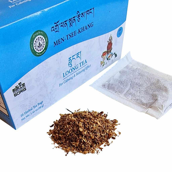 Thé tibétain Men-Tsee-Khang Loong pour apaisement, sachets d'herbes naturelles et feuilles séchées