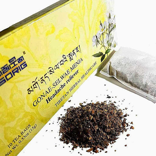 Thé tibétain GONAE-SELWAE MENJA pour soulager les maux de tête, soins naturels de la médecine tibétaine