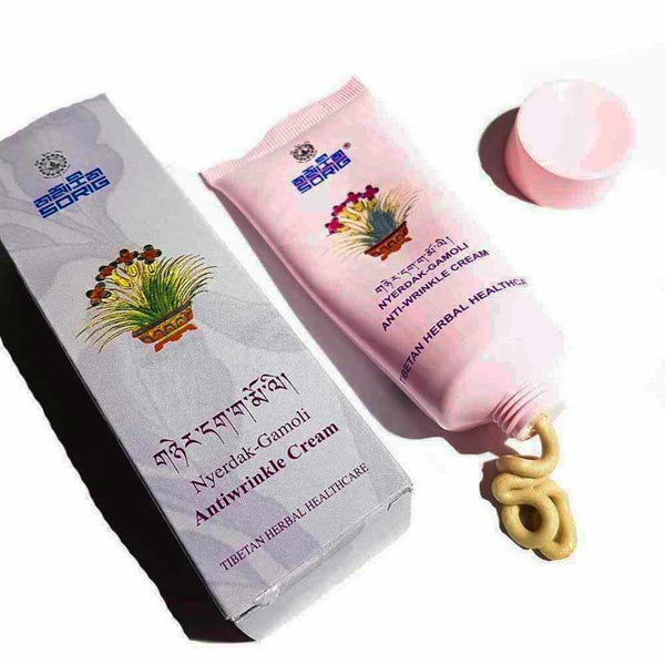 Crème anti-rides Nyerdak-Gamoli, soin herbal tibétain, tube rose avec emballage