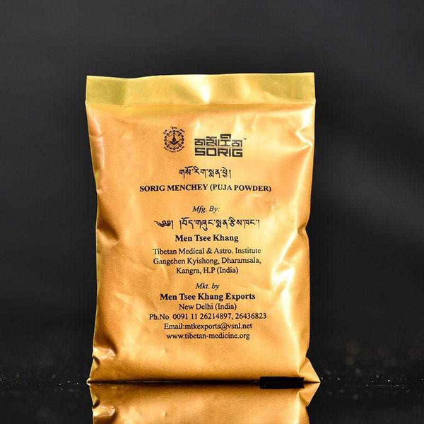 Poudre de Sorig Menchey pour rituels bouddhistes tibétains, produit de médecine tibétaine
