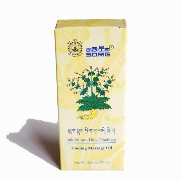 Huile de massage rafraîchissante Sorig Juk-Nuum-Tikta-Dhethear, médecine tibétaine naturelle