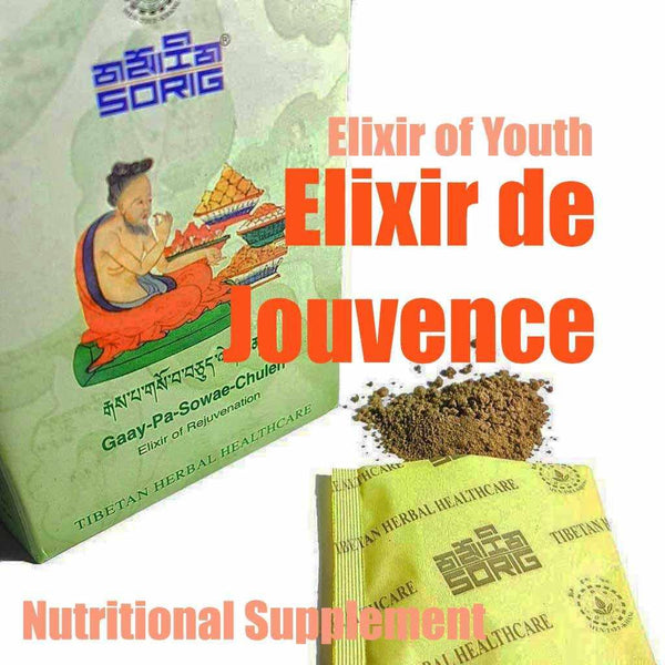 Elixir de Jouvence Sorig, complément nutritionnel tibétain à base de plantes, poudre naturelle