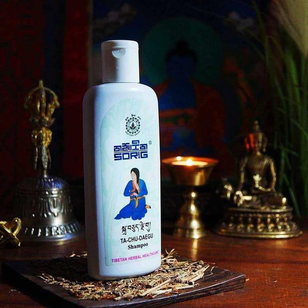 Shampoo Ta-Chu-Daegu à base de plantes tibétaines, soin naturel pour cheveux, ambiance bouddhiste