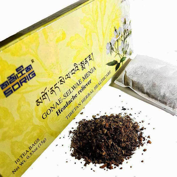 Thé tibétain GONAE-SELWAE MENJA pour soulager les maux de tête, herbes naturelles, sachets d'infusion
