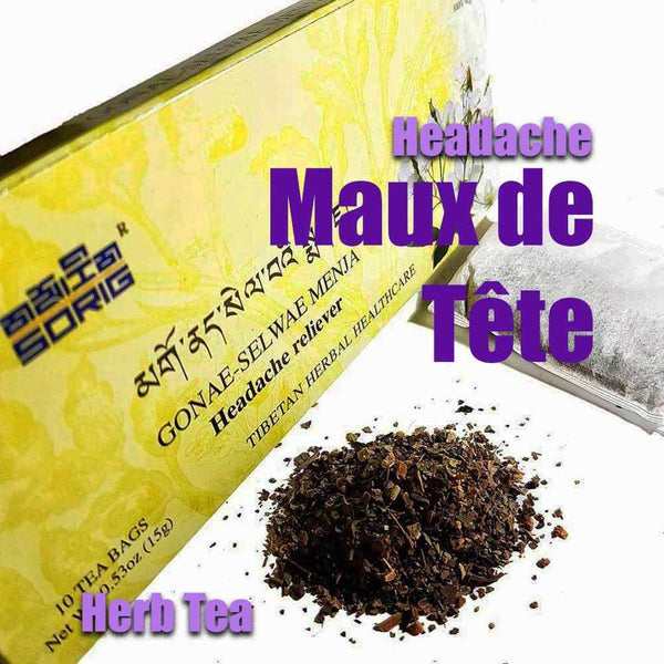 Thé aux herbes tibétain pour maux de tête, GONAE-SELWAE MENJA, soin naturel