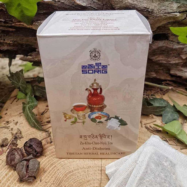 Thé tibétain Za-Khu-Chee-Nyü anti-diabète, soins naturels de la médecine tibétaine, boîte avec sachets