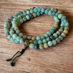Chapelet bouddhiste en pierres naturelles, perles de méditation sur bois