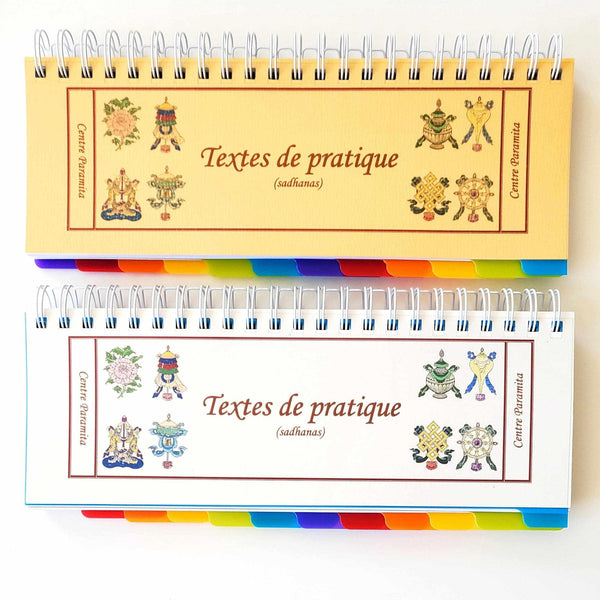 Cahiers de textes de pratique bouddhiste sadhanas, symboles tibétains, Centre Paramita