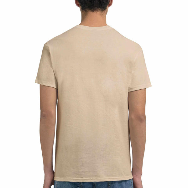 T-shirt beige uni pour homme, dos visible, style simple et confortable