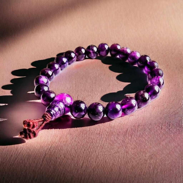 Bracelet de méditation en améthyste violette, perles bouddhistes pour la pratique spirituelle