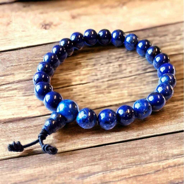 Bracelet de méditation en lapis-lazuli, perles bouddhistes sur bois, objets tibétains