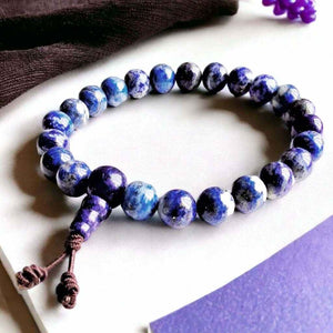 Bracelet de méditation en pierres bleues et violettes, perles bouddhistes pour la pratique spirituelle