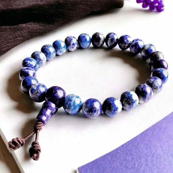 Bracelet de méditation en pierres bleues et violettes, perles bouddhistes pour la pratique spirituelle