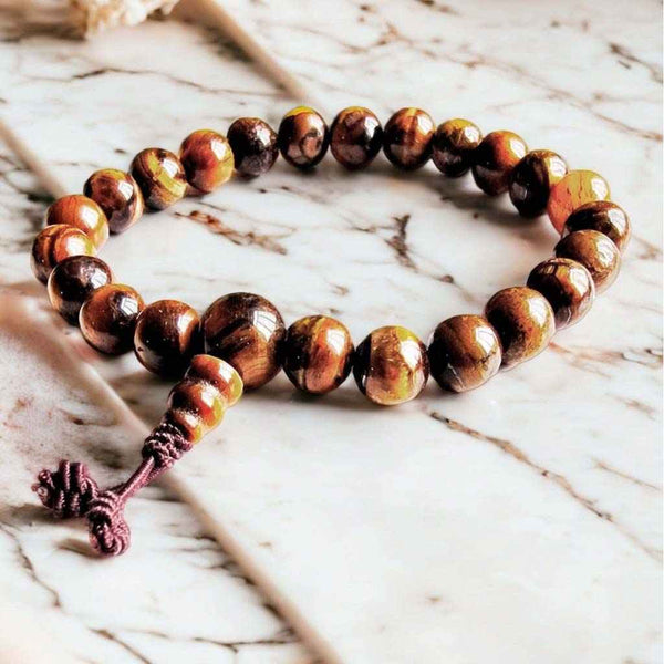 Mala bouddhiste en pierre naturelle avec nœud tibétain, pour méditation et pratique spirituelle