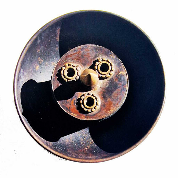 Bol tibétain en cuivre avec motif de roue de la vie, objet bouddhiste pour méditation et rituels