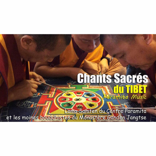 Moines bouddhistes tibétains créant un mandala de sable sacré, Chants Sacrés du Tibet