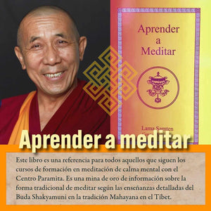 Lama Samten et livre 'Aprender a Meditar' sur la méditation bouddhiste tibétaine