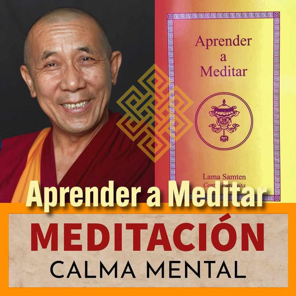 Lama Samten, maître bouddhiste, et livre 'Aprender a Meditar' pour méditation et calme mental
