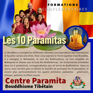 Formation sur les 10 Paramitas du Bouddhisme Tibétain avec moines et lotus sacré