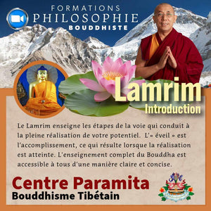 Lamrim, philosophie bouddhiste tibétaine, formation avec Lama Samten, fleur de lotus et montagnes