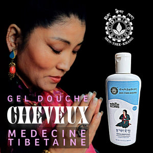 Gel douche cheveux médecine tibétaine Men-Tsee-Khang, soin naturel inspiré de la tradition bouddhiste
