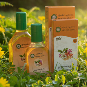 Huile de massage tibétaine Men-Tsee-Khang, produits naturels de médecine tibétaine en plein air