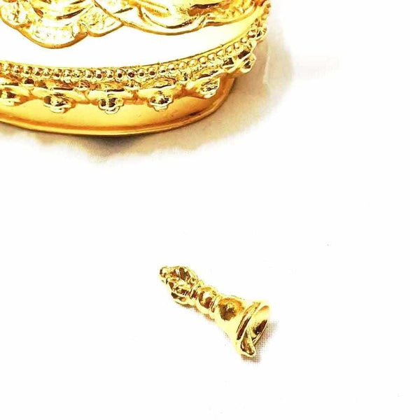 Petit vase doré bouddhiste tibétain avec clochette, objet de méditation et décoration spirituelle