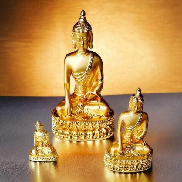 Statues dorées de Bouddha en méditation, objets bouddhistes tibétains pour décoration spirituelle