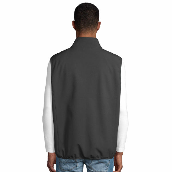 Gilet sans manches gris foncé pour homme, dos vue, style décontracté avec col montant