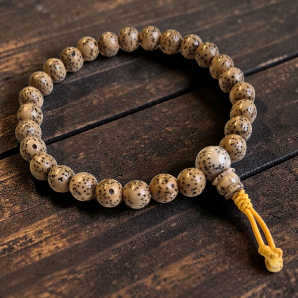 Bracelet de méditation en perles naturelles tibétaines avec cordon jaune, objet bouddhiste pour la pratique spirituelle